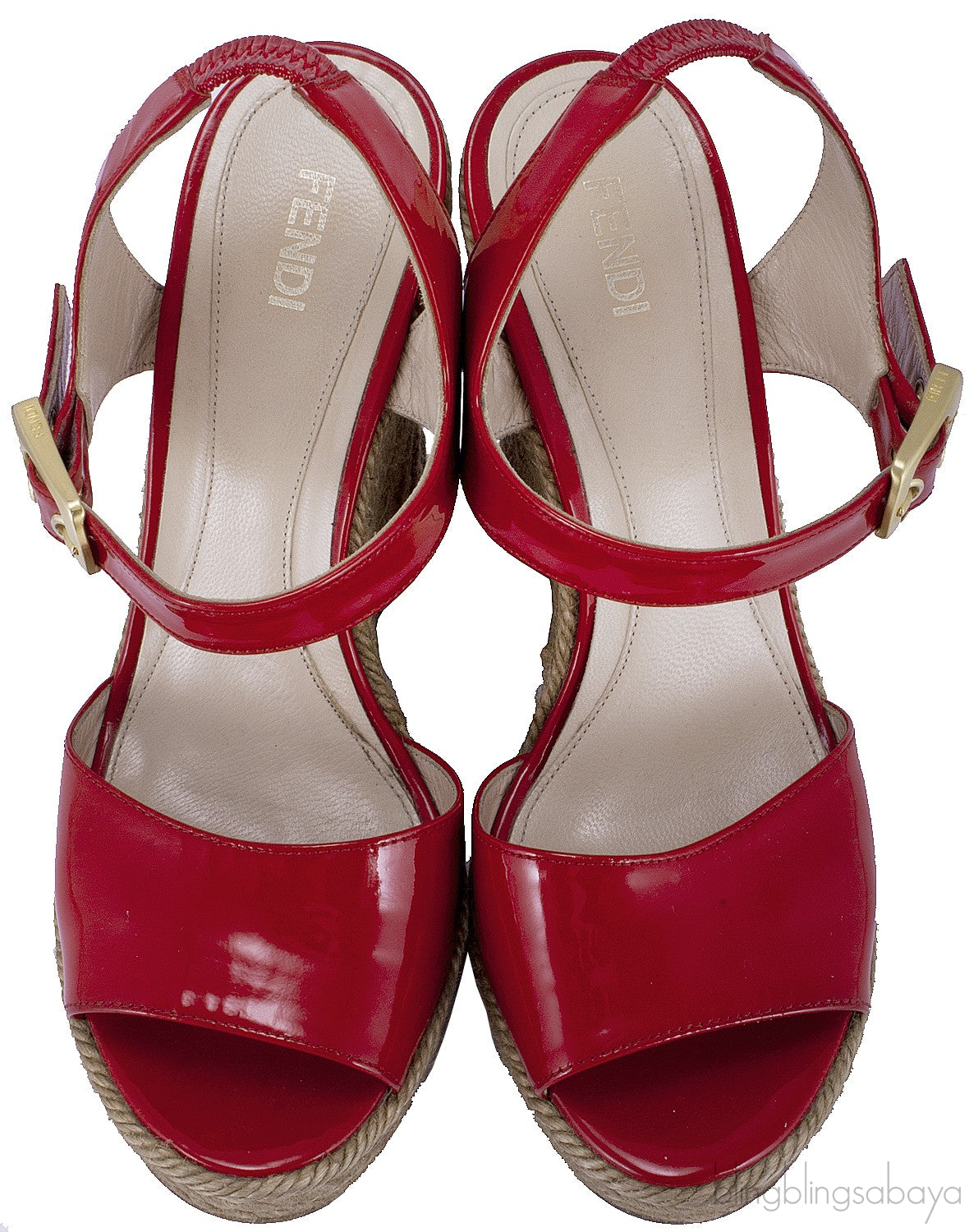 Red Patent Wedge Sandals