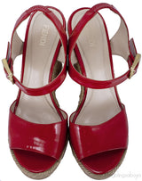 Red Patent Wedge Sandals