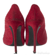 Dolce & Gabbana Red Suede Crystal Heels