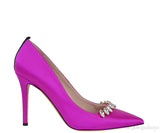 Pink Satin Crystal Embellished Heels