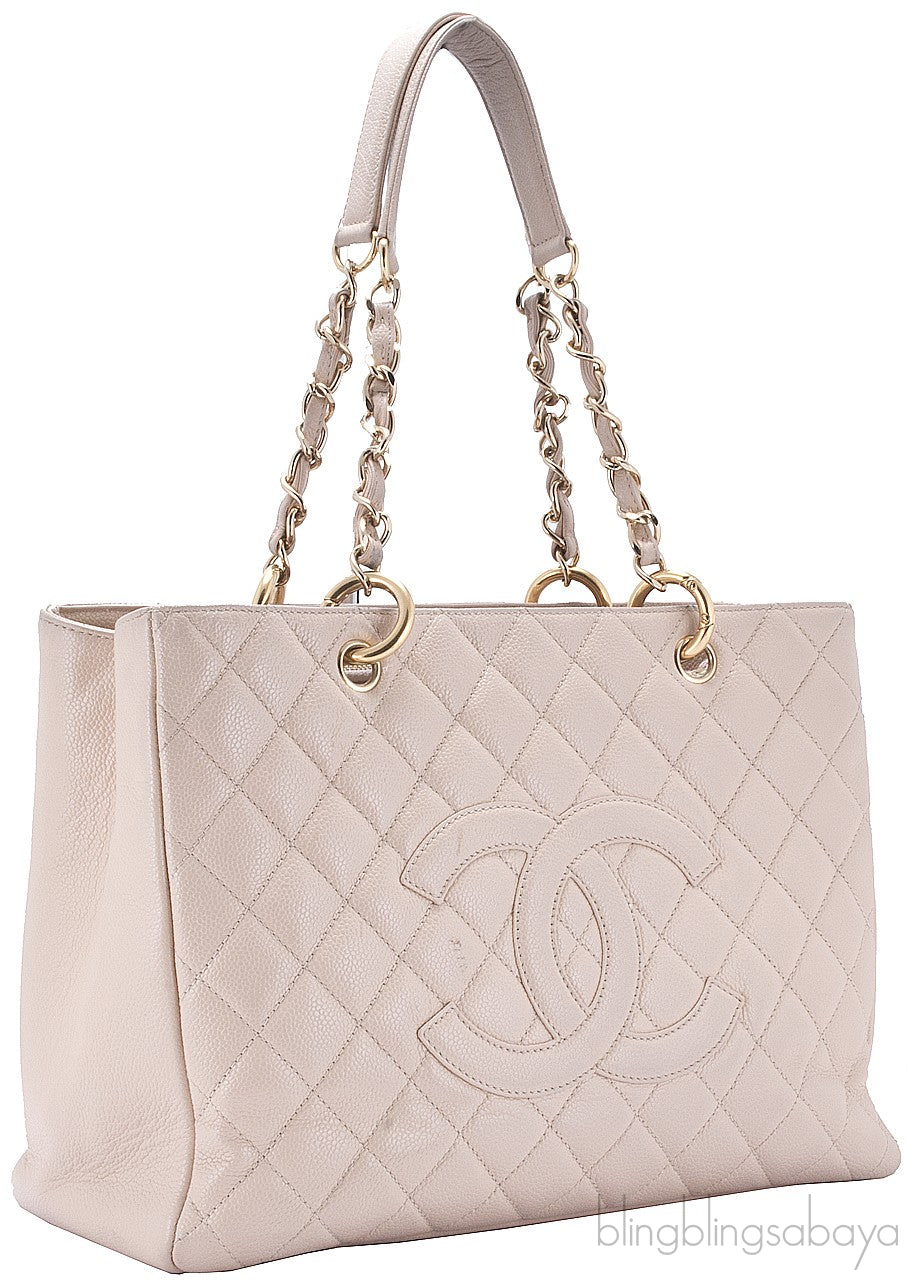 Beige Caviar Shopping Tote