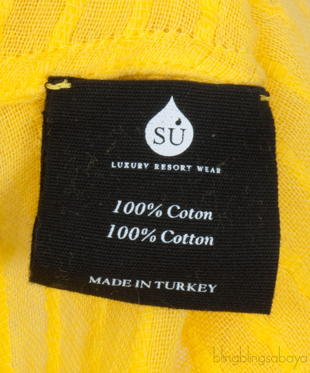 Yellow Plain Kaftan Dress