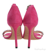 Jimmy Choo Shiloh Pink Suede Crystal Heels