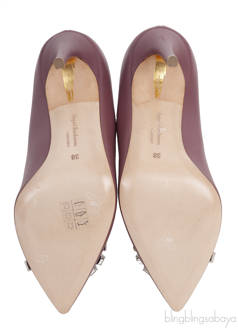Plum Crystal Embellished Vamp Heels