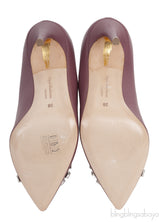 Plum Crystal Embellished Vamp Heels