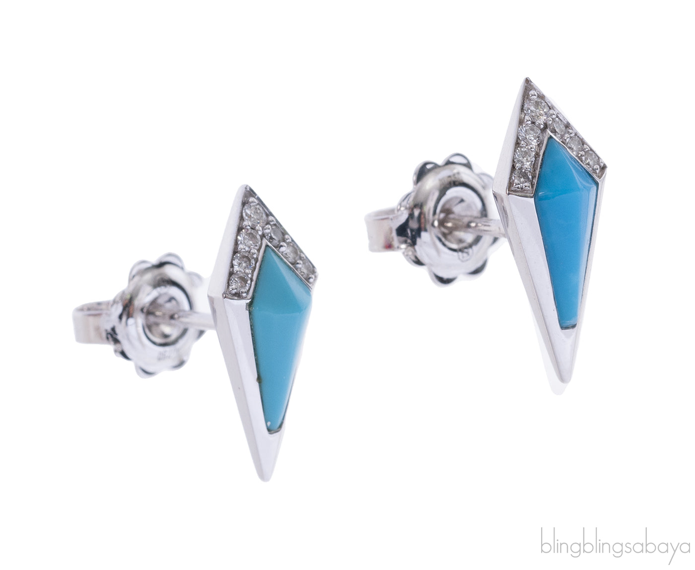 Noora Shawqi Junonia Diamond & Turquoise Stud Earrings