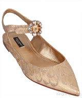 Dolce & Gabbana Metallic Gold Pointed Toe Flat Shoes