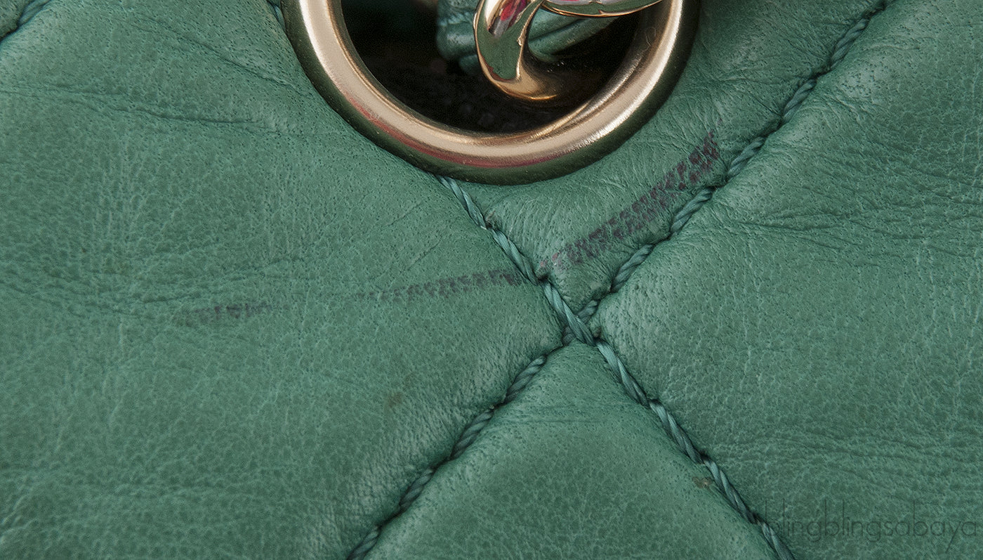 Green Quilted Single Flap Maxi GHW