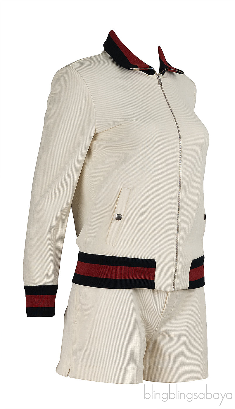 Gucci Cream Contrast Trim Jacket and Shorts