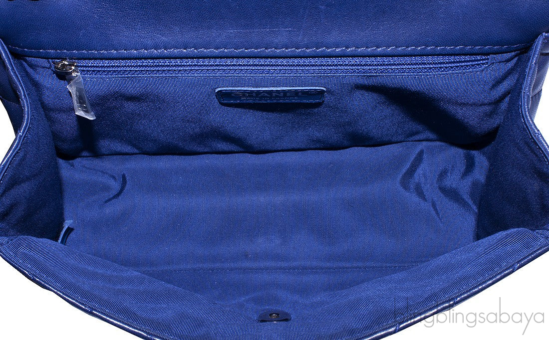 Blue Chevron Quilted Medium Flap Bag