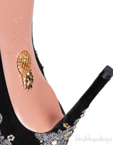 Aquazzura Black Embellished Jaipur Pumps