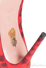 Red Leopard Tassel Suede Heels
