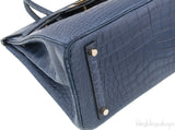 Birkin 30 Bleu de Prusse Croc