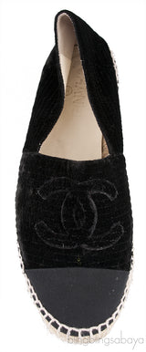 Chanel Velvet CC Cap Toe Espadrille