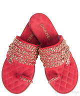Red Suede & Chain Sandals