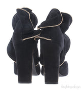 Black Velvet Ruffled Heels