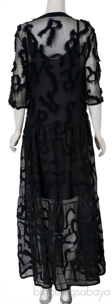 Sheer Tiered Black Dress