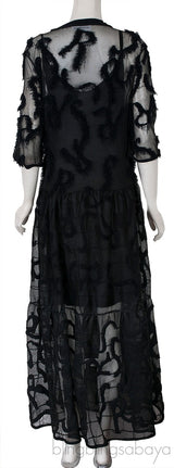 Sheer Tiered Black Dress