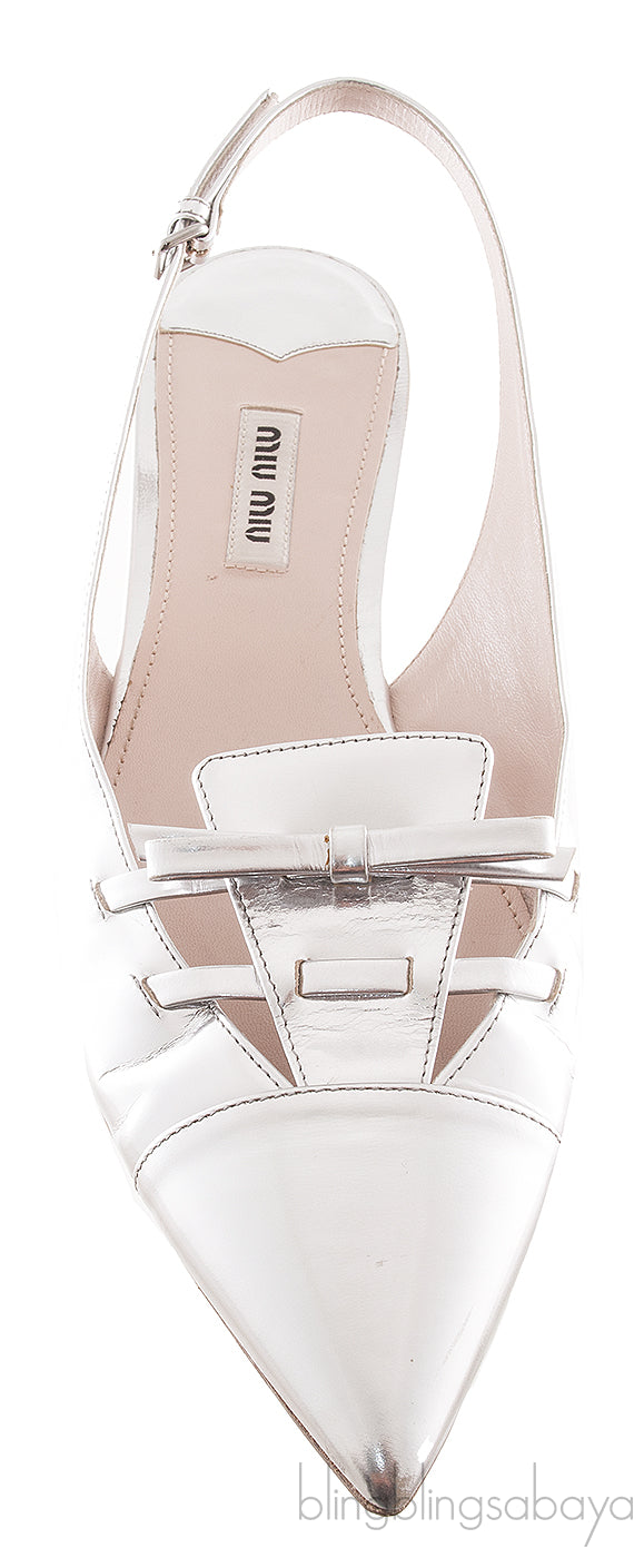 Silver Slingback Flat Sandals