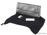 Nancy Gonzalez Grey Fold-Over Crocodile Clutch