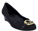 Mid-Heel Wedge Medallion Flats