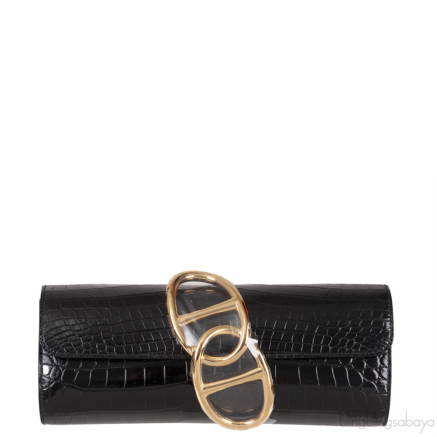 Egee Black Crocodile Clutch GHW