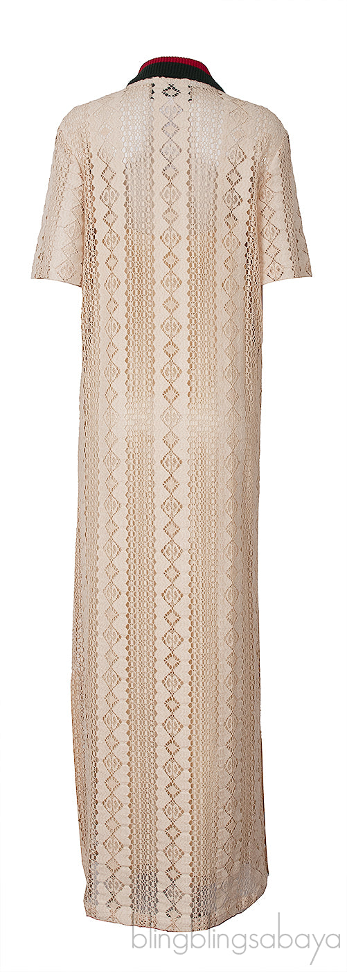 GG Stripe Lace Polo Dress