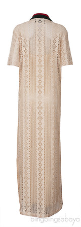 GG Stripe Lace Polo Dress