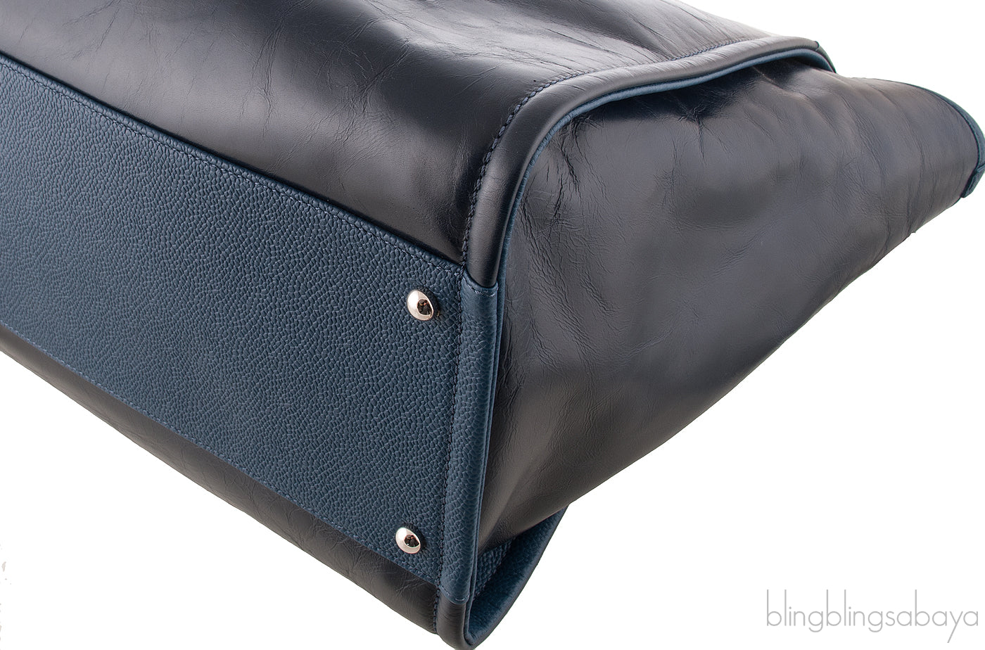 Deauville Large Blue Leather Tote