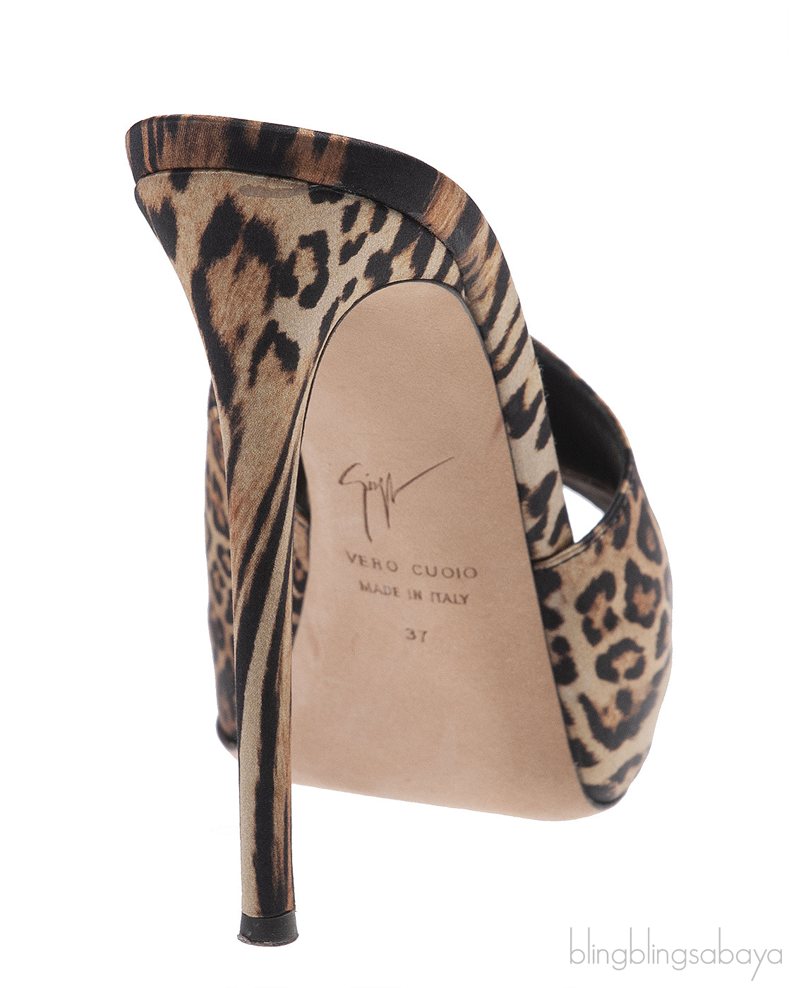 Giuseppe Zanotti Leopard Print Satin Mule Slides