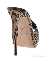 Giuseppe Zanotti Leopard Print Satin Mule Slides