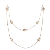 Cartier Double C Logo Baignoire Diamond Pink Gold Long Necklace