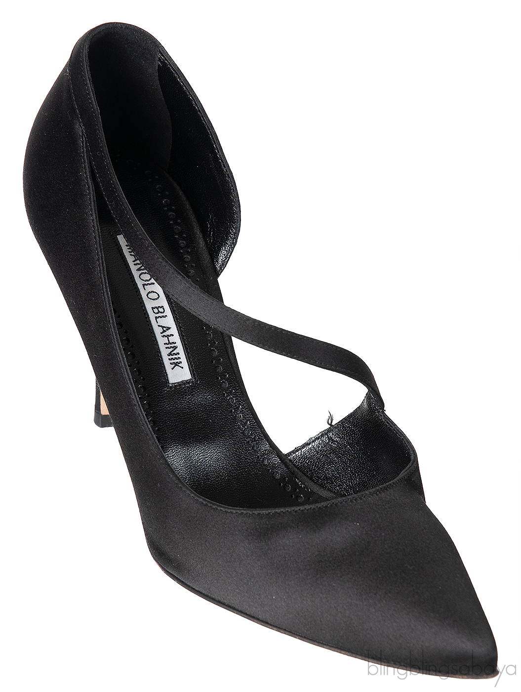 Black Satin Pointed Toe Heels