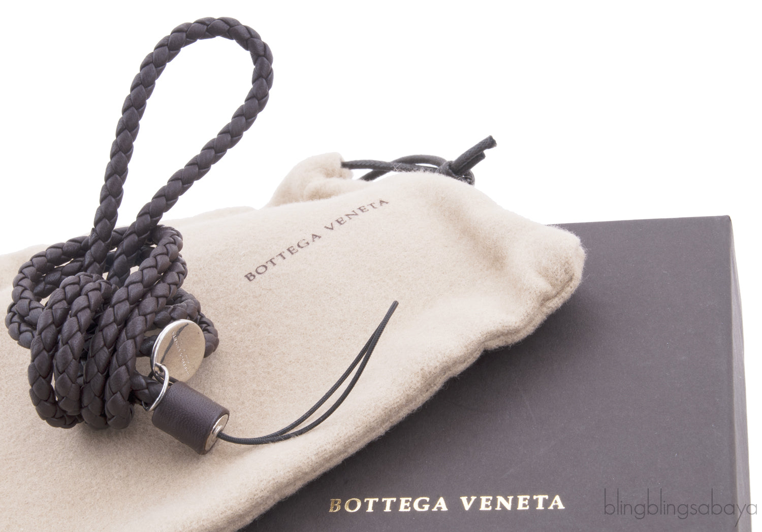 Brown Intrecciato Phone Strap
