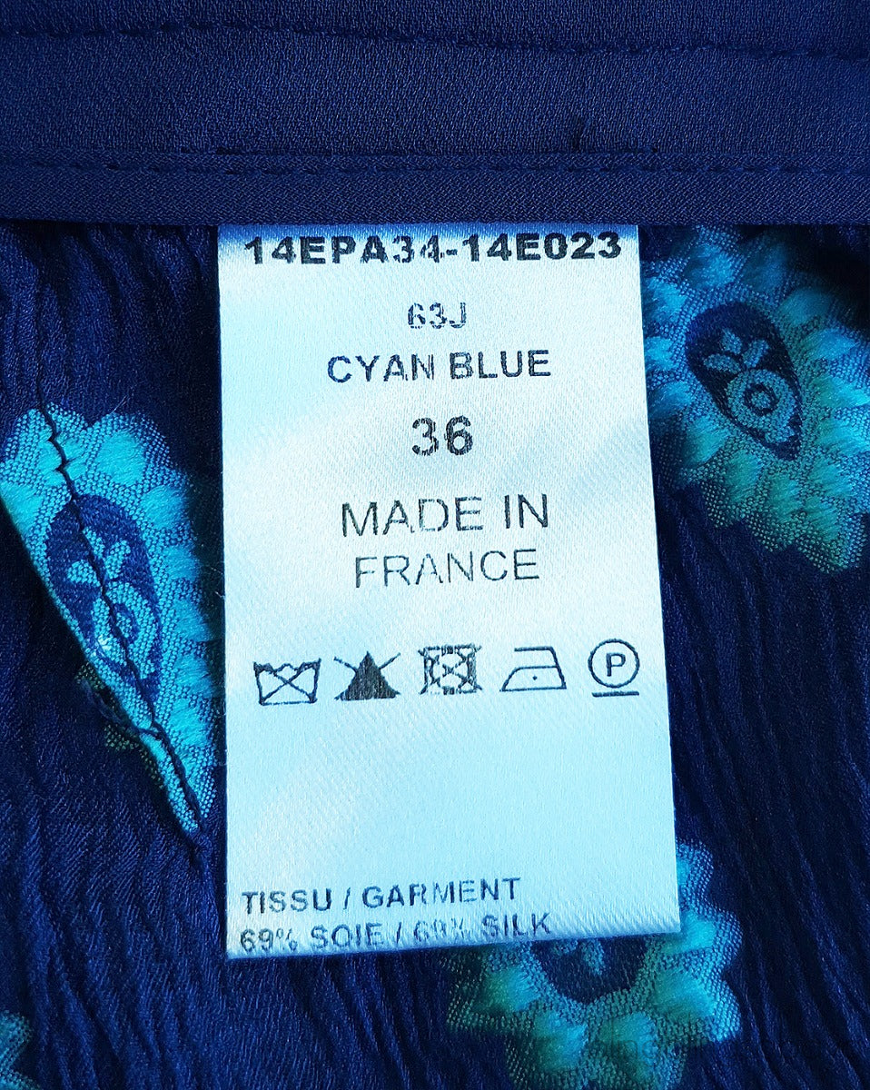 Cyan Blue Printed Trouser