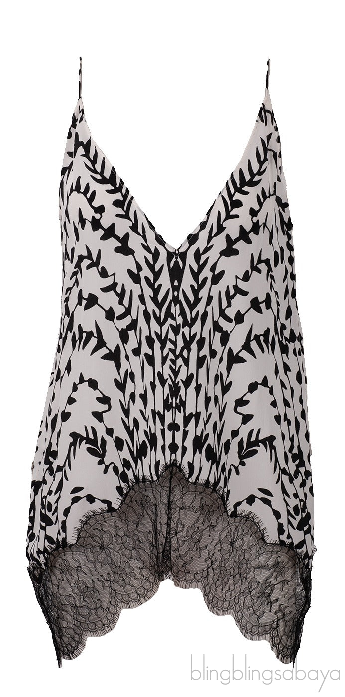 Black & Whites Lace Trim Sleeveless