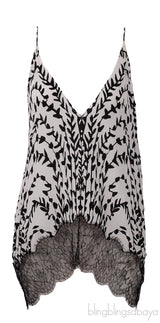 Black & Whites Lace Trim Sleeveless
