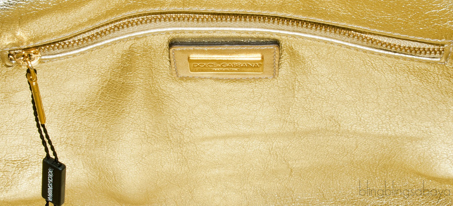Miss Sicily Metallic Gold Snakeskin Bag