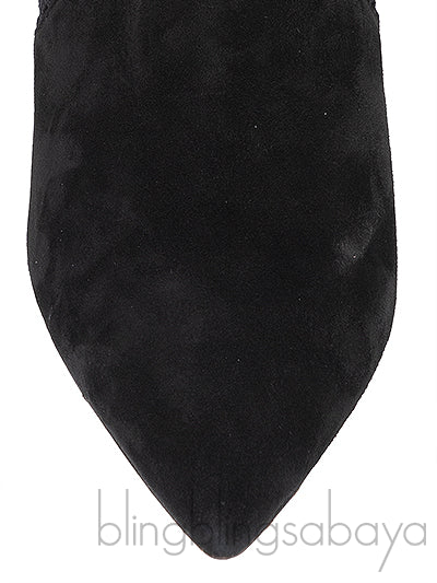 Black Knitted Pointed Toe Ankle Boots