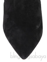 Black Knitted Pointed Toe Ankle Boots