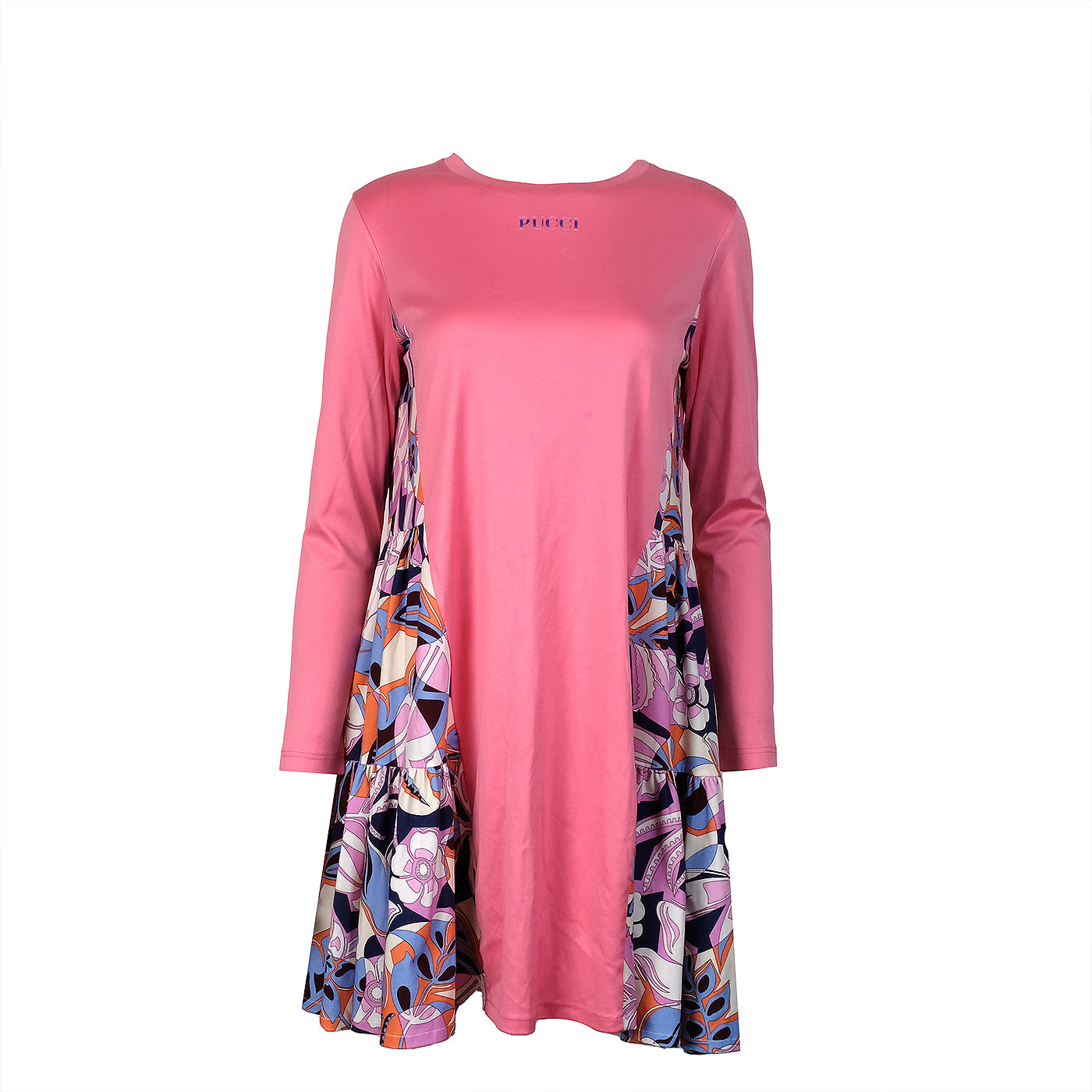 Emilio Pucco Floral Print Panel Cotton Kids Dress