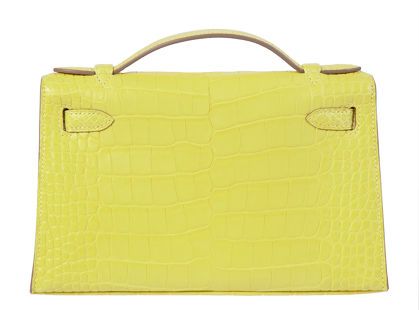 Hermes Kelly Pochette Matte Lime Alligator PHW