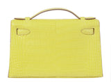 Hermes Kelly Pochette Matte Lime Alligator PHW