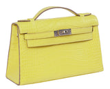 Hermes Kelly Pochette Matte Lime Alligator PHW