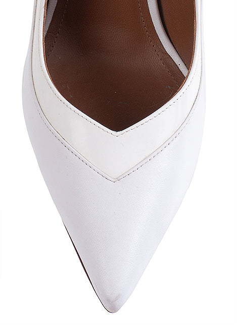 Malone Souliers by Roy Luwolt White Pointed Leather Heels 41