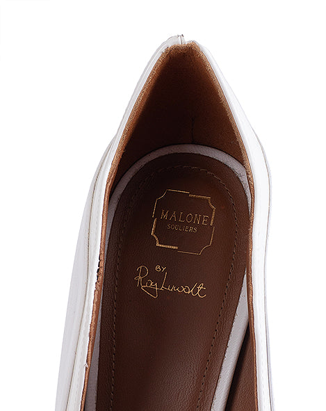 Malone Souliers by Roy Luwolt White Pointed Leather Heels 41