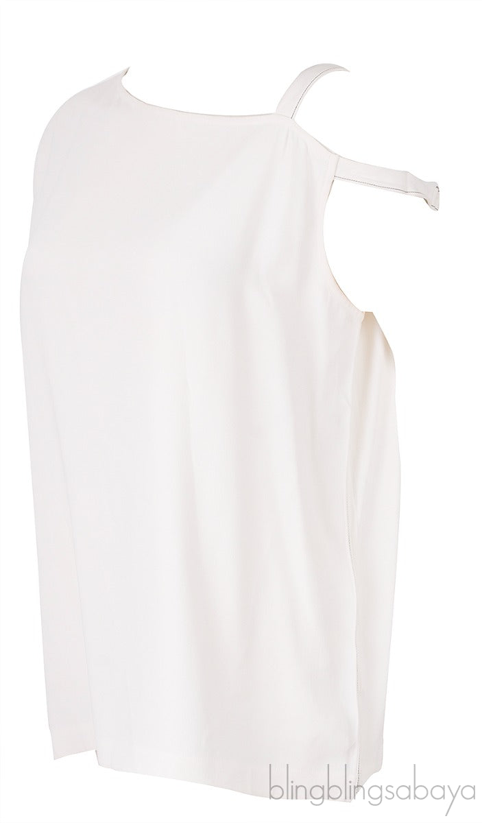 Asymmetric Shoulder Off-white Top