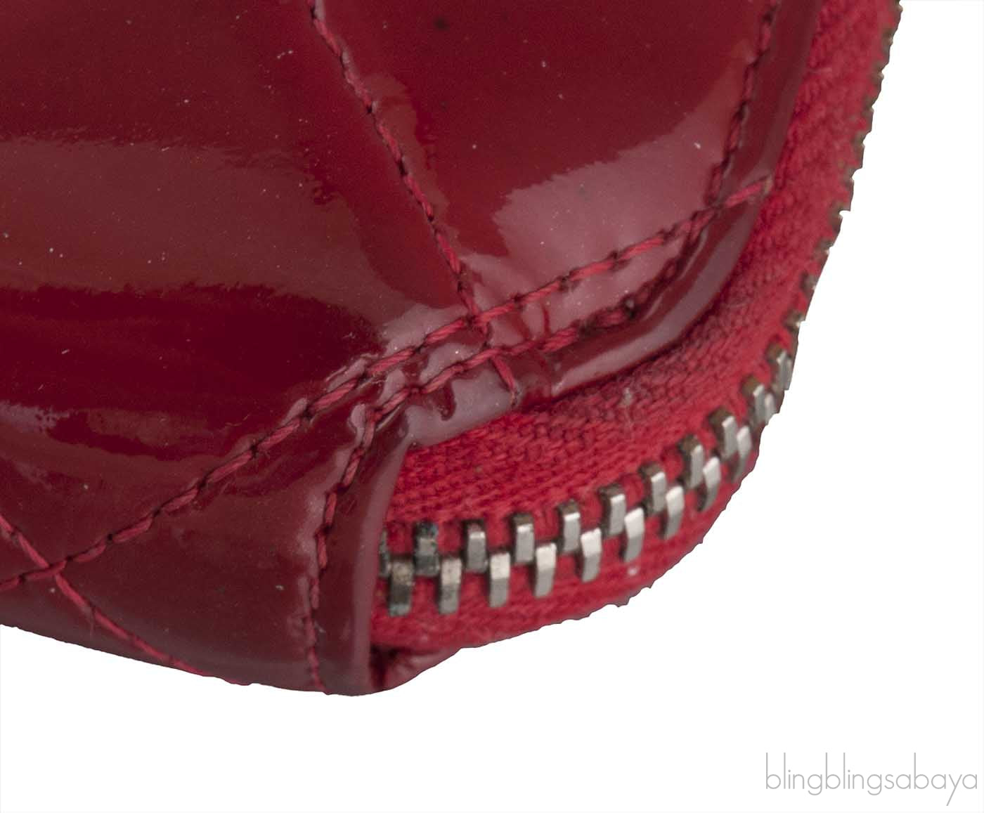 Red Quilted Patent Long Wallet