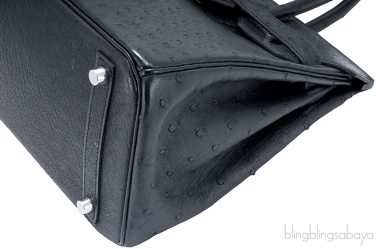 Birkin 30 Black Ostrich PHW