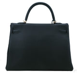 Kelly 35 Black Togo Retourne